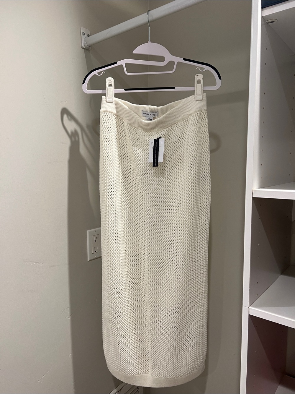 O’Neill Cream Open Knit Midi Cover Up Skirt NWT Size M